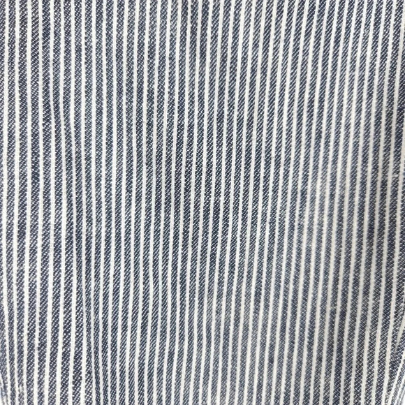 Banana Republic Hayden Ankle Pants Linen Blue Conductor Striped Petite - Picture 2 of 7